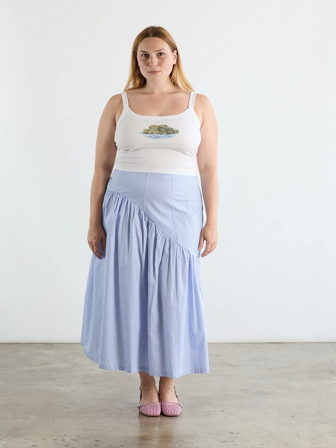 Maeve Midi Skirt - Blue Stripe