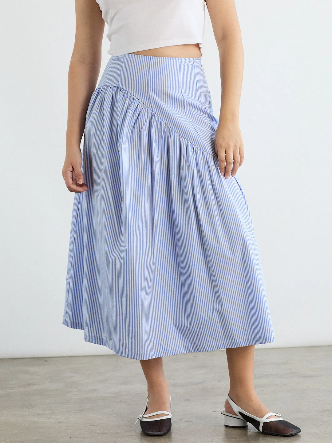 Maeve Midi Skirt - Blue Stripe