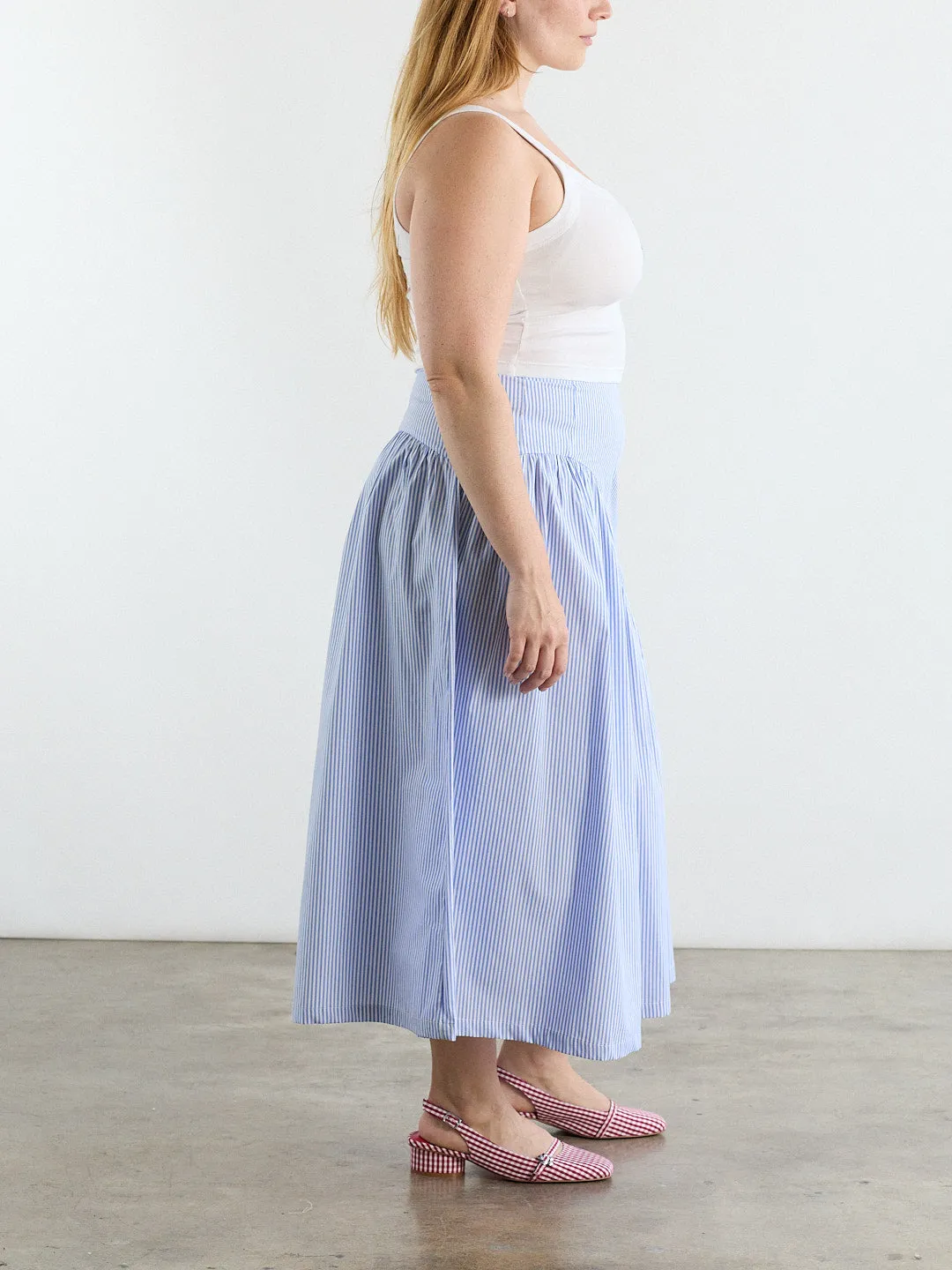 Maeve Midi Skirt - Blue Stripe