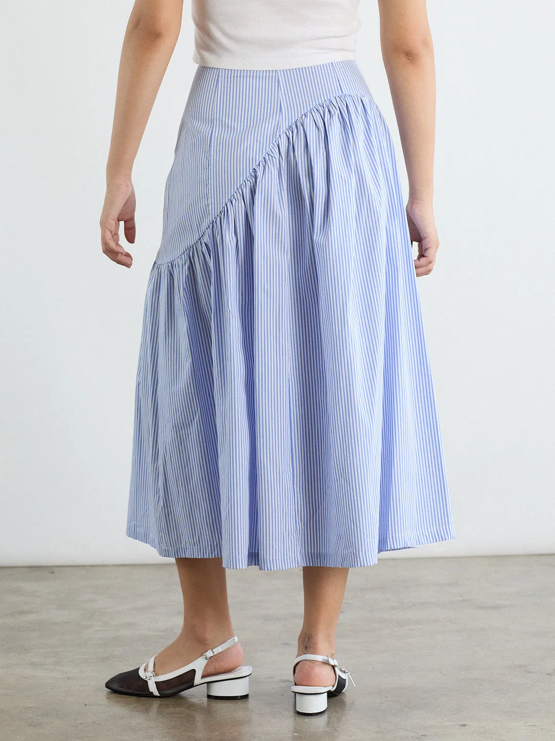 Maeve Midi Skirt - Blue Stripe