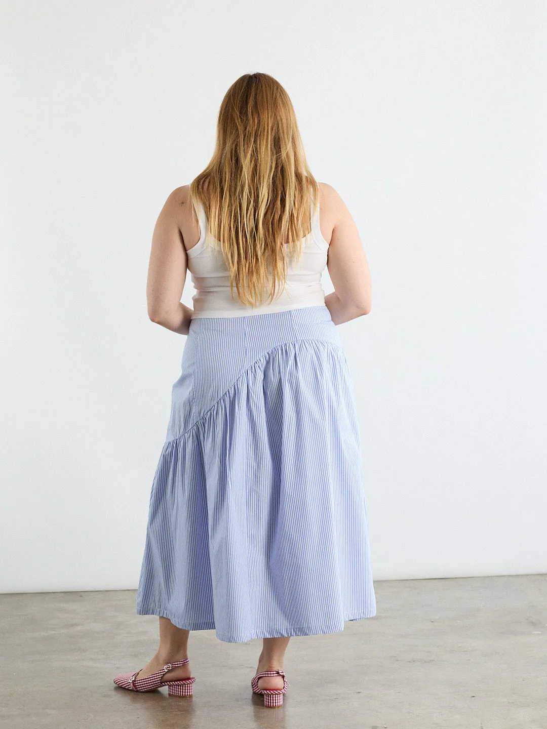 Maeve Midi Skirt - Blue Stripe