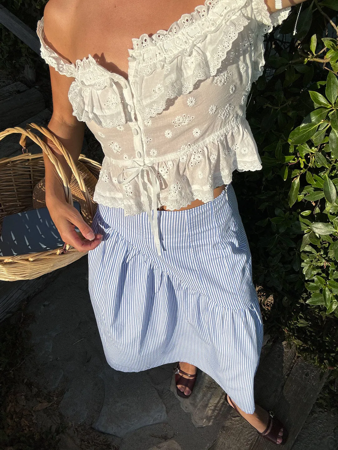 Maeve Midi Skirt - Blue Stripe