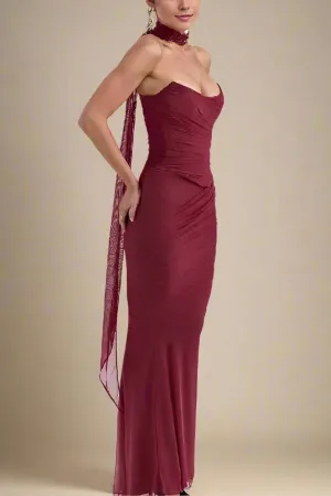 Margot Wrap Top and Maxi Skirt Outfit Set - Red Wine