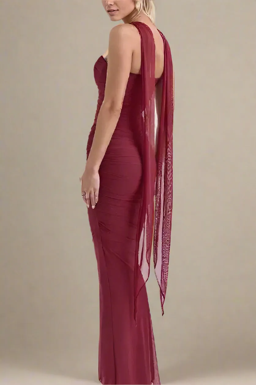 Margot Wrap Top and Maxi Skirt Outfit Set - Red Wine