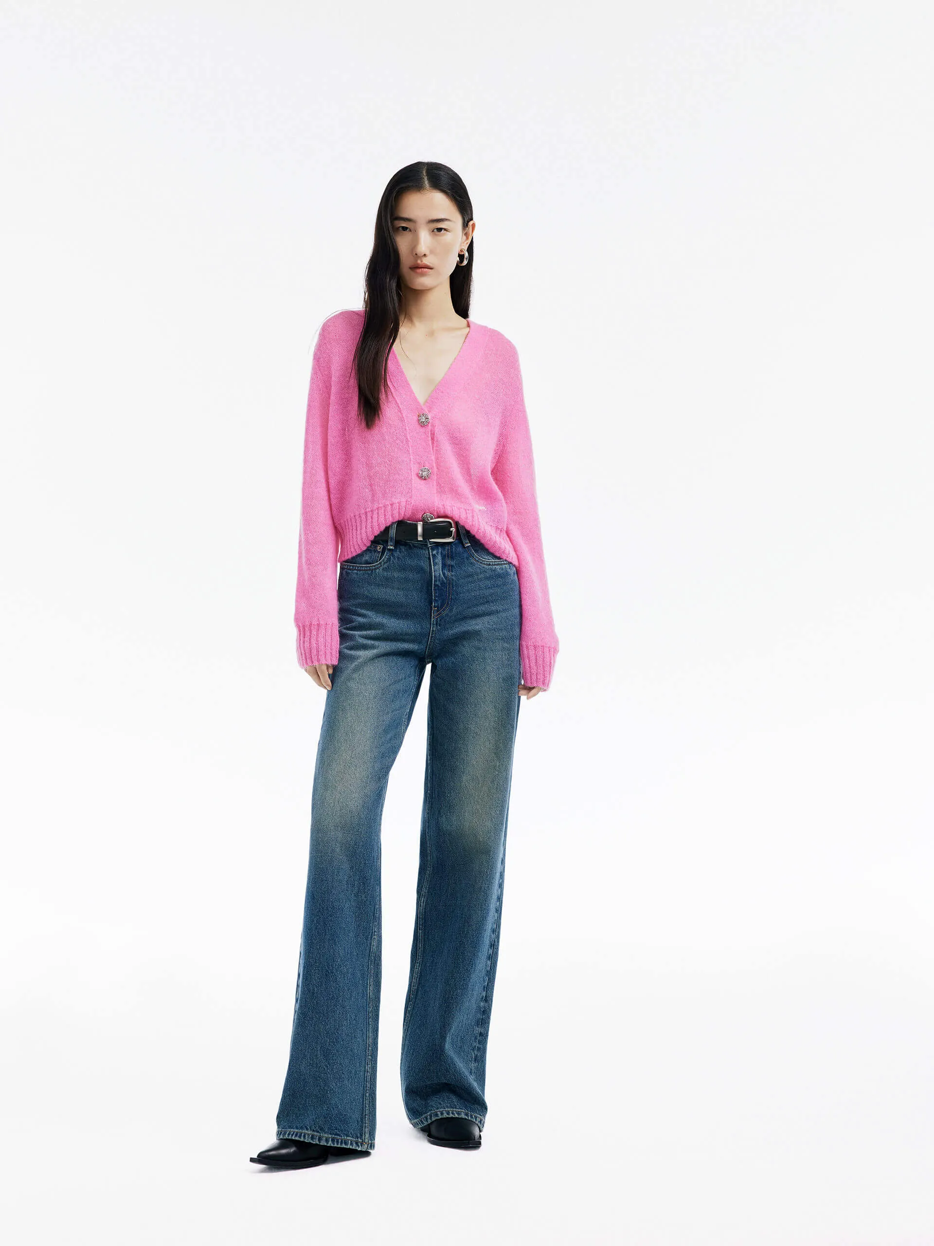 Mohair Blend Knit Cardigan