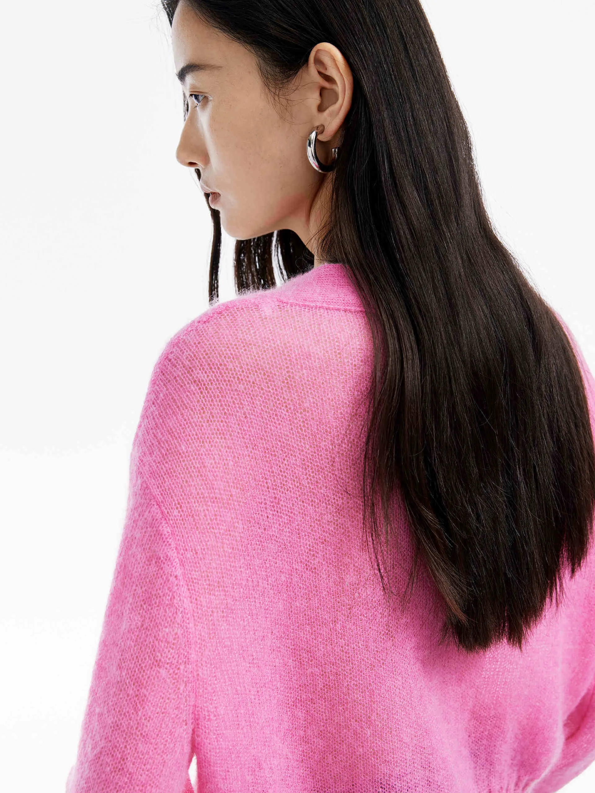 Mohair Blend Knit Cardigan