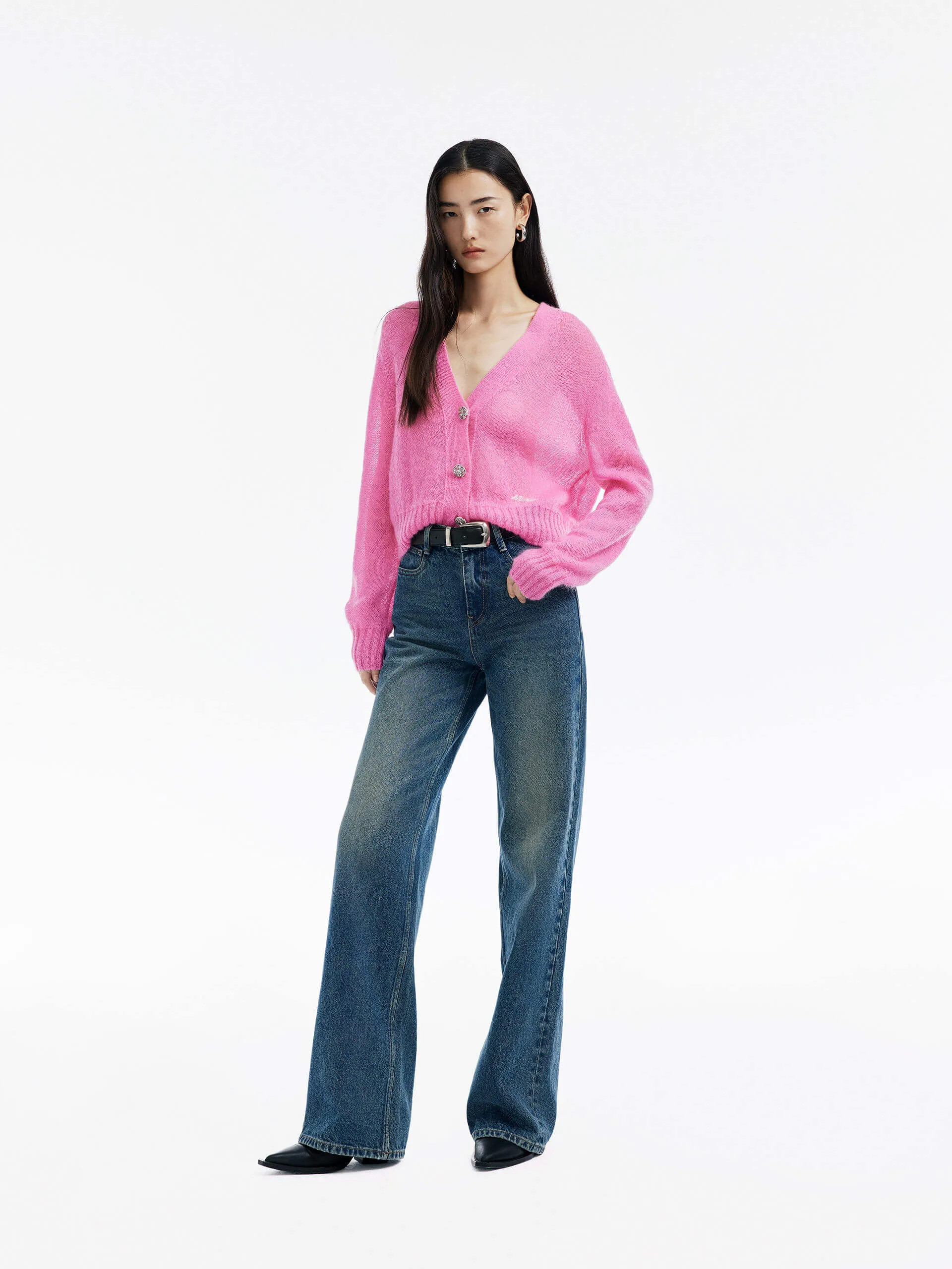 Mohair Blend Knit Cardigan