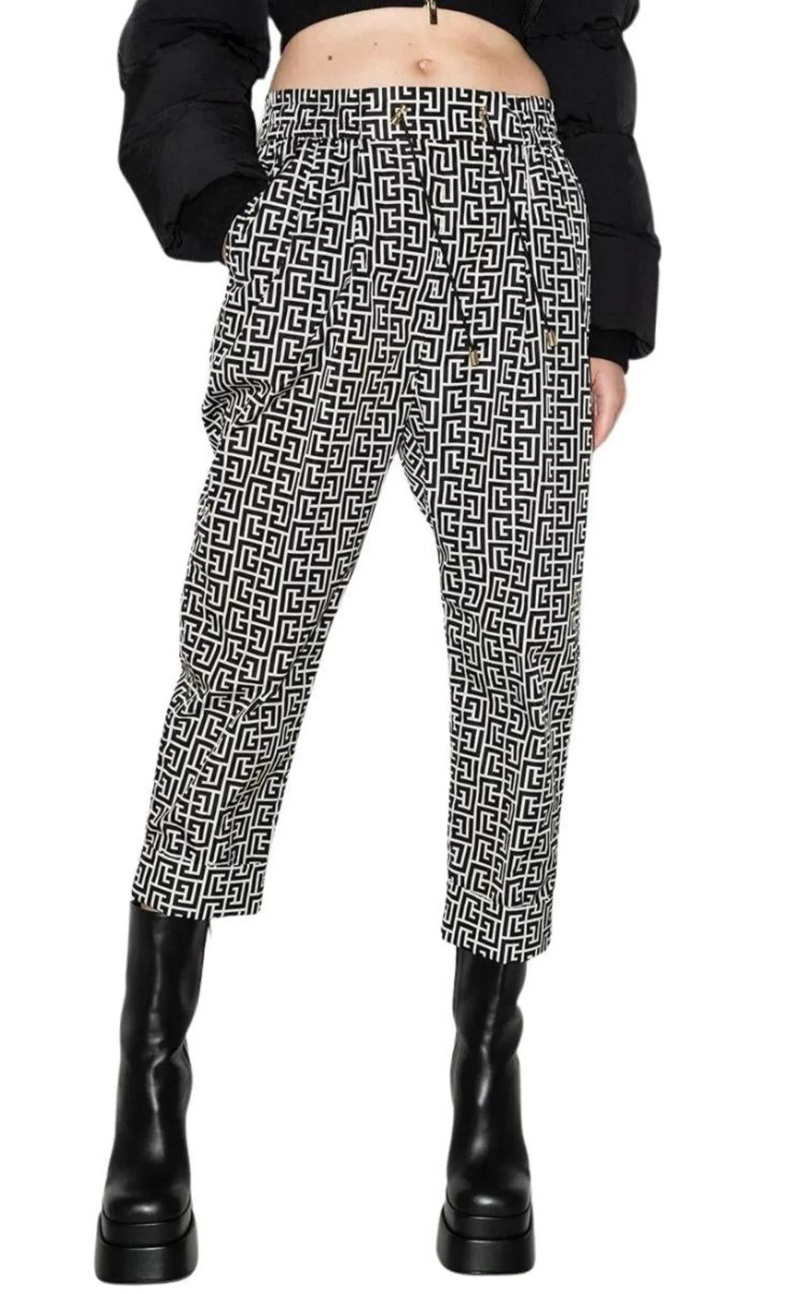 Monogram Print Cropped Track Pants