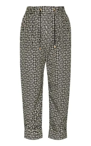 Monogram Print Cropped Track Pants