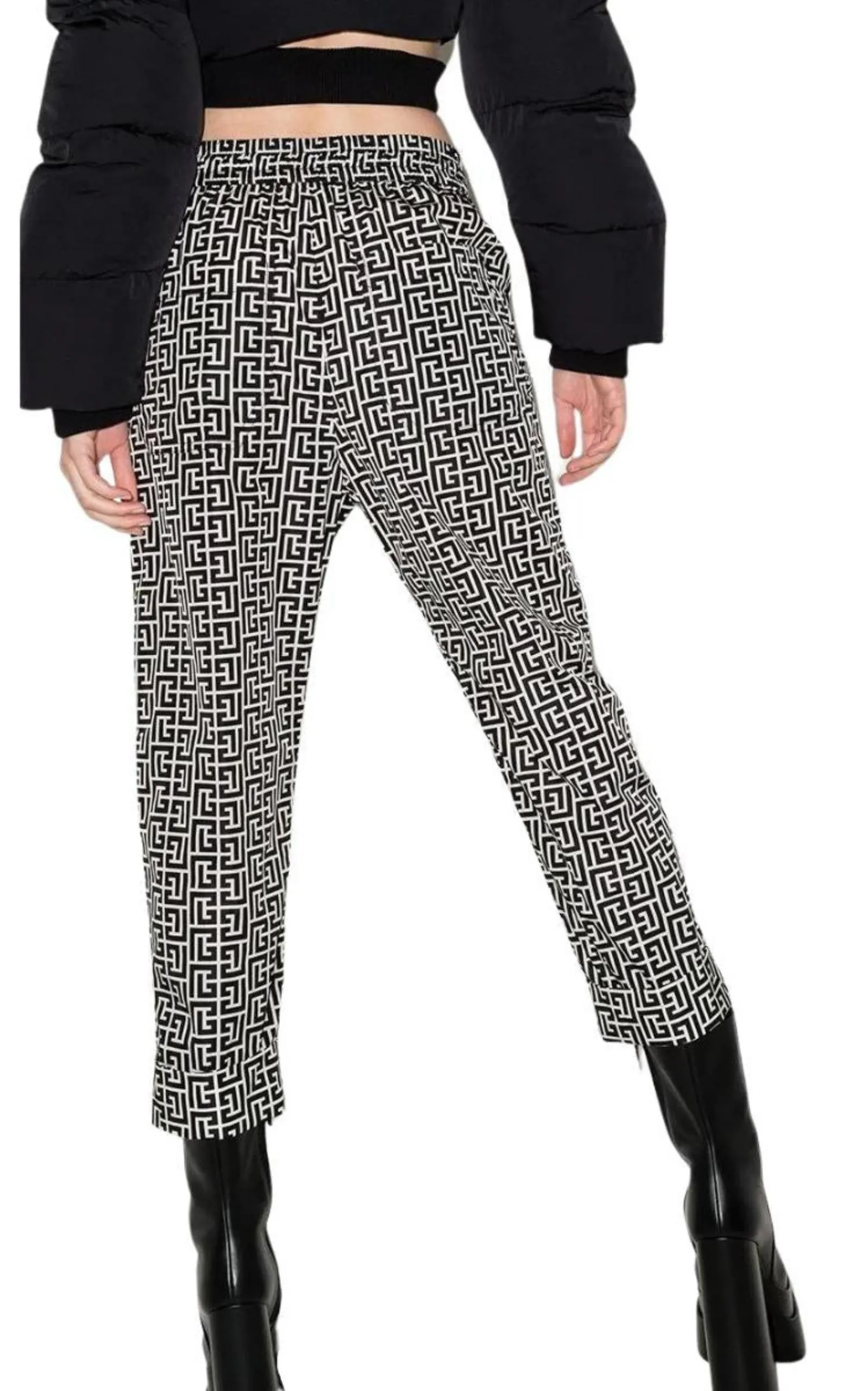 Monogram Print Cropped Track Pants