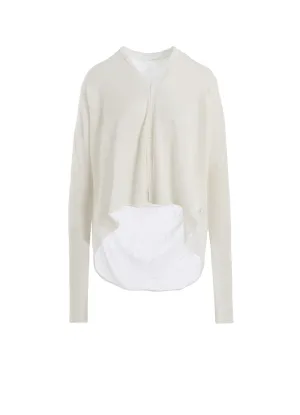 MULTI MATERIAL SHEER JERSEY CROPPED FLARE CARDIGAN