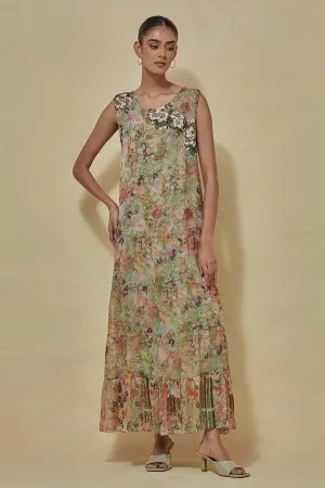 Multicolour Printed Chiffon Dress