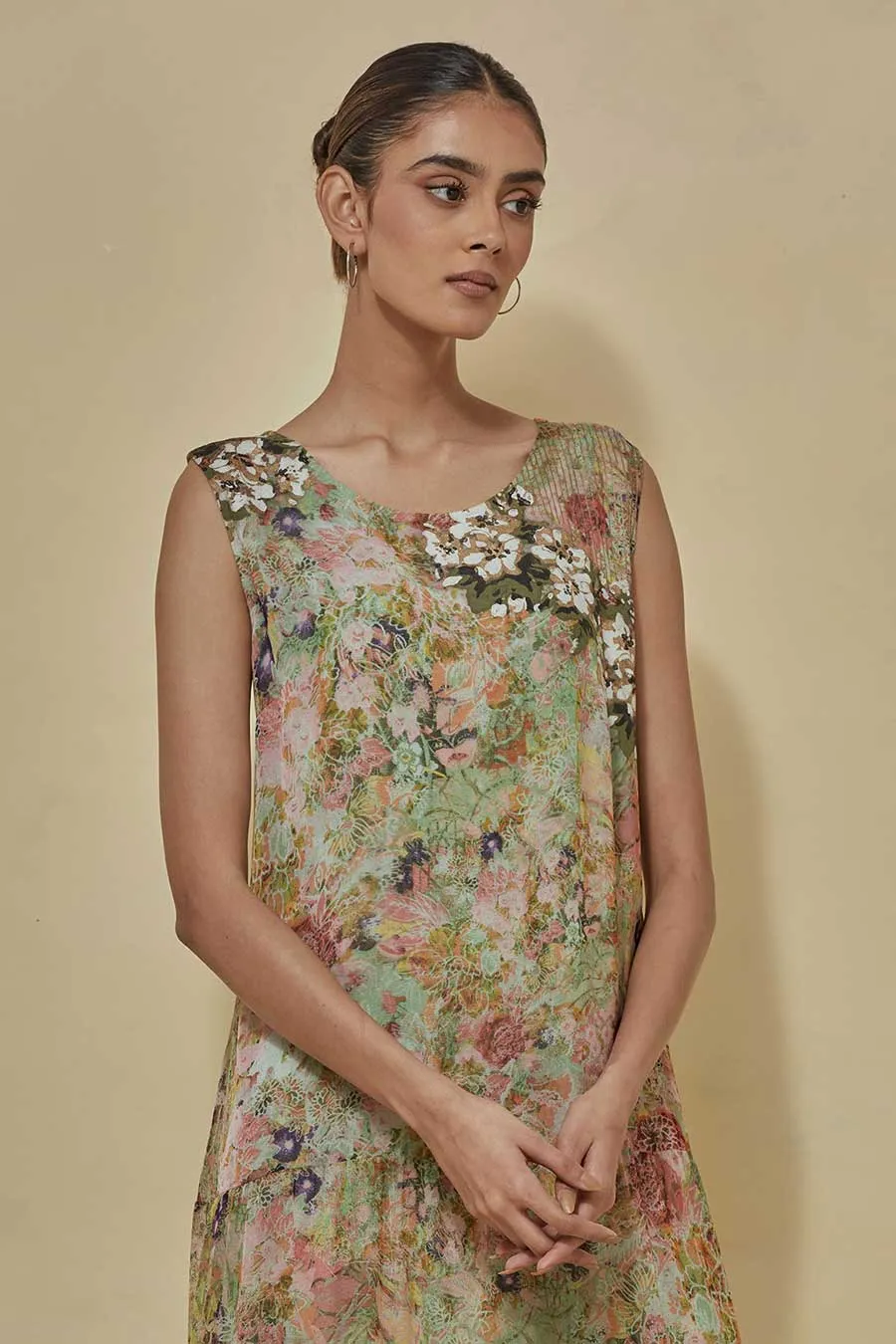 Multicolour Printed Chiffon Dress