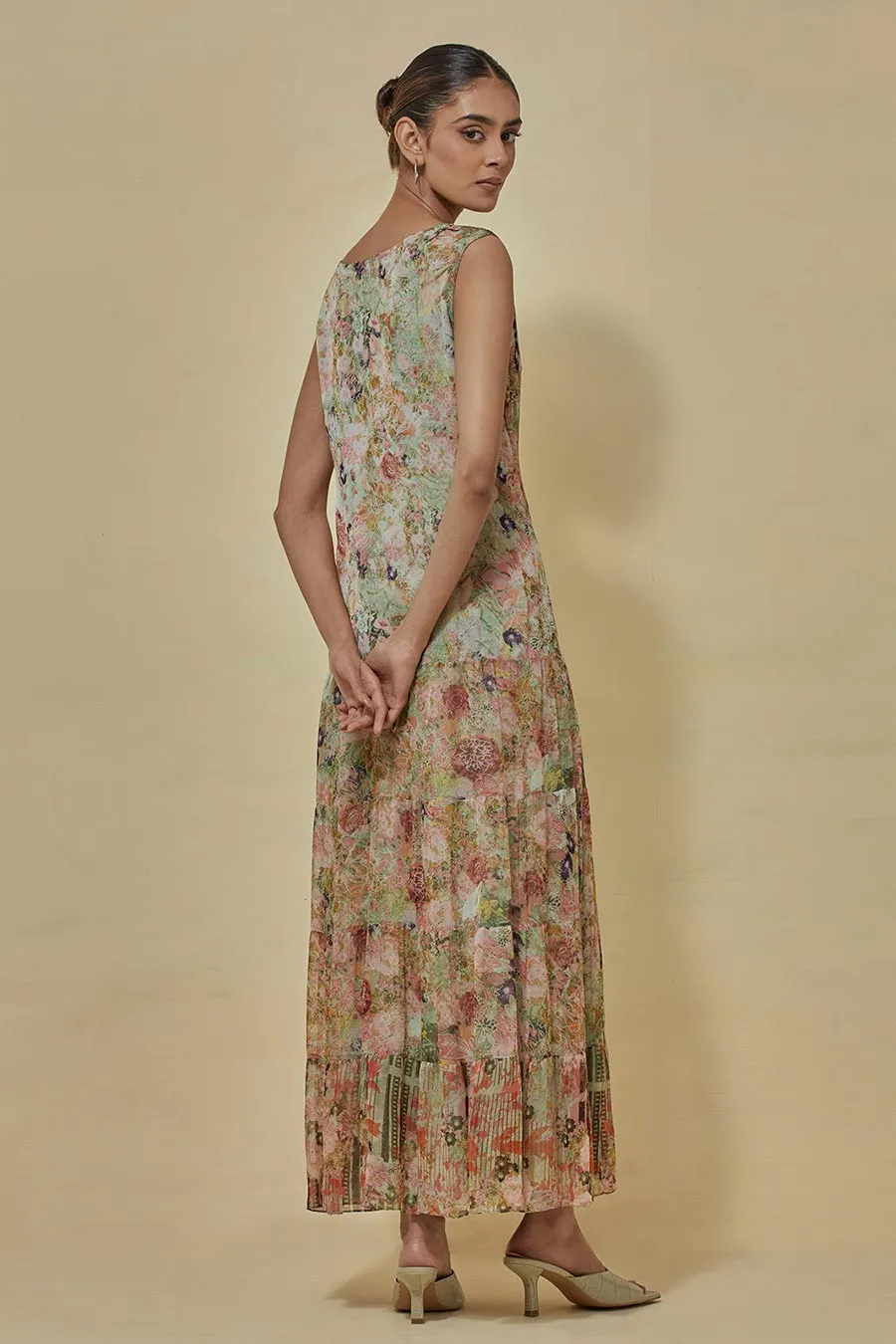 Multicolour Printed Chiffon Dress
