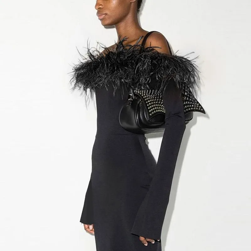 Pankh Eloise Off Shoulder Faux Fur Bodycon Dress