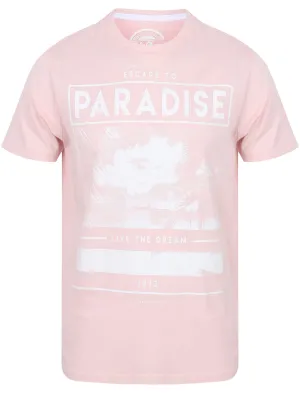Paradise Motif Cotton T-Shirt In Lotus Pink - South Shore