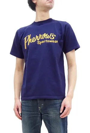 Pherrows T-Shirt Men's Short Sleeve Graphic Print Brand Logo Tee Pherrow's 24S-PT1 Navy-Blue