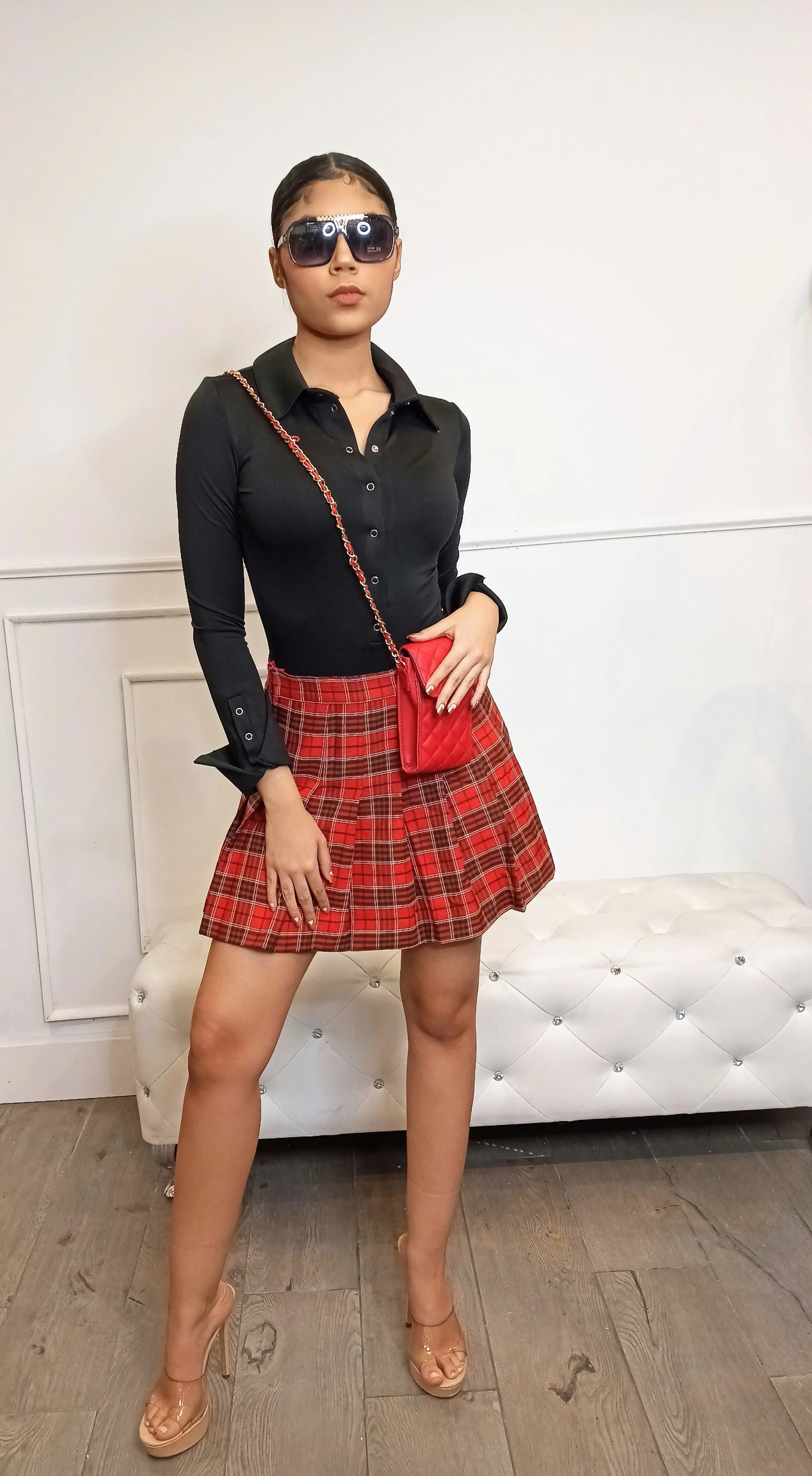 POSTER GIRL Plaid Mini Skirt