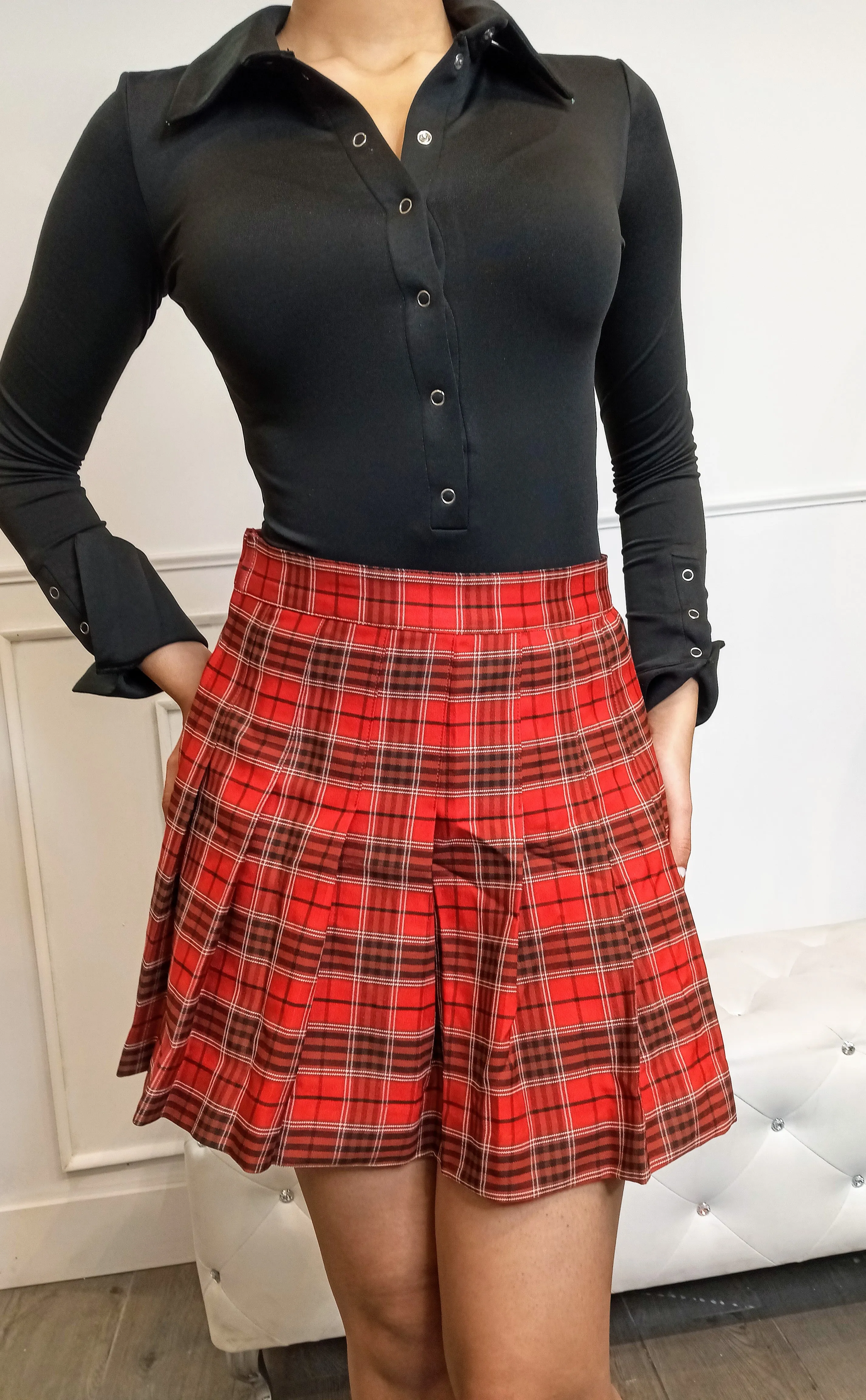 POSTER GIRL Plaid Mini Skirt