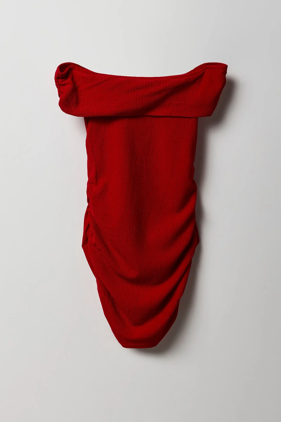 Ruched Off Shoulder Asymmetrical Dress