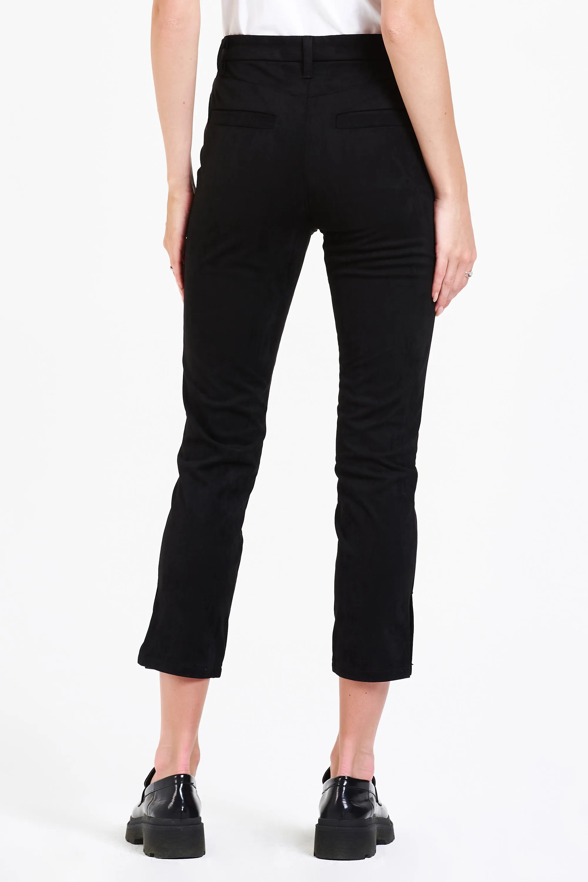 STELLA SUPER HIGH RISE CROPPED SLIM STRAIGHT PANTS BLACK COATED