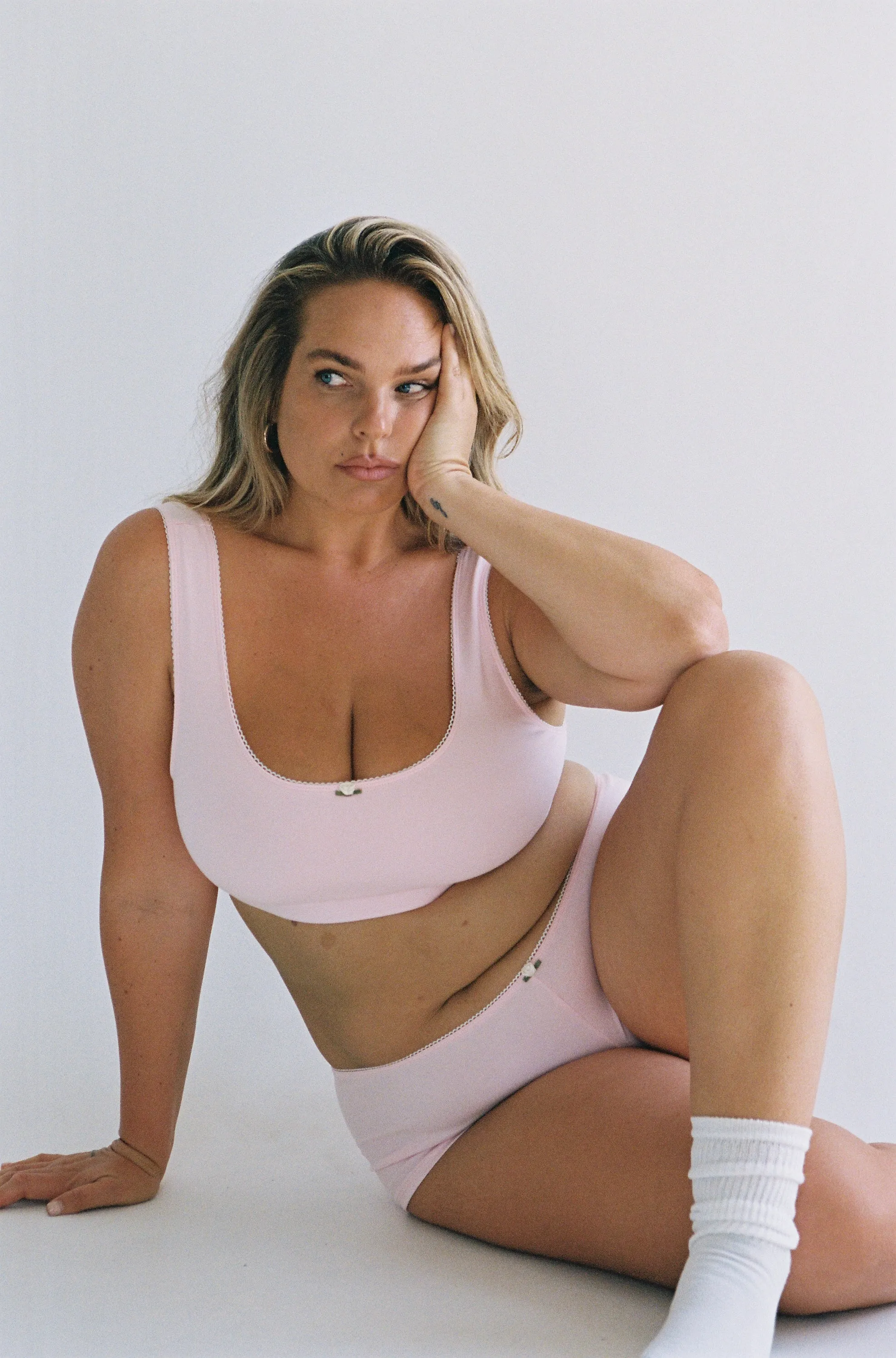 SUPPORT COTTON BRA IN BABY PINK