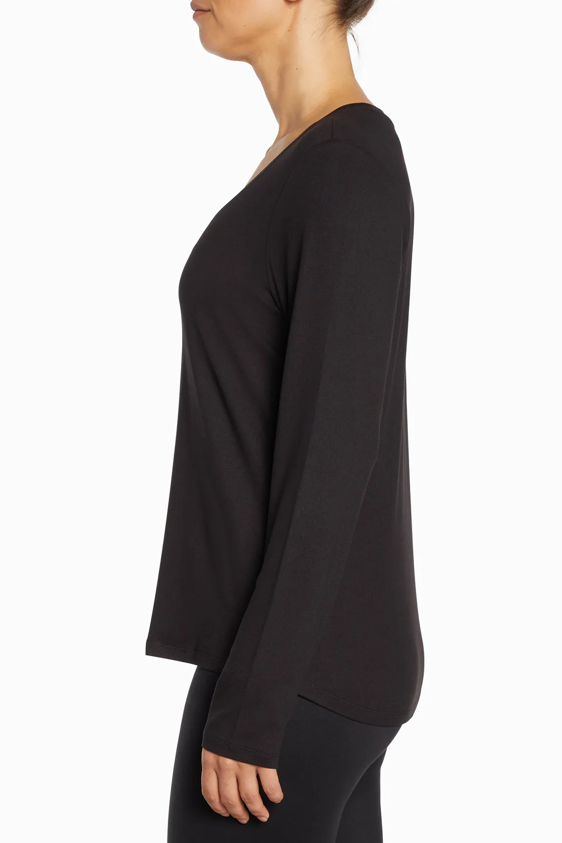 Susan Long Sleeve Jersey Top - Black