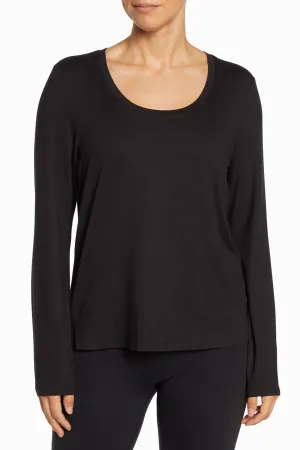 Susan Long Sleeve Jersey Top - Black