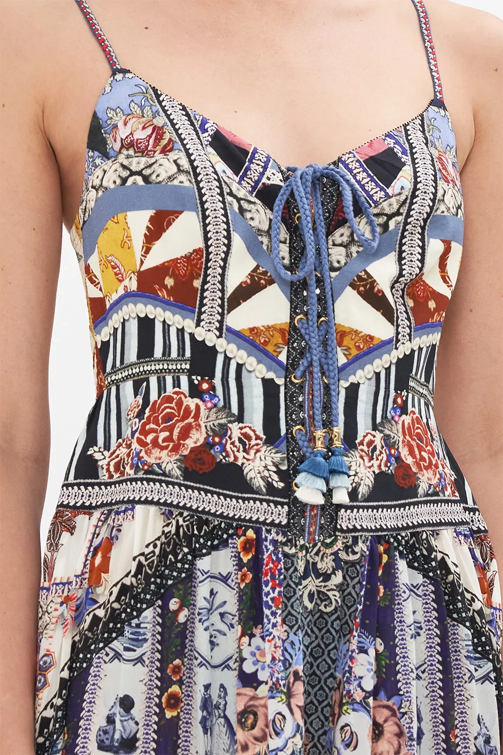 TIERED LACE UP MIDI DRESS MY FOLK ART HEART