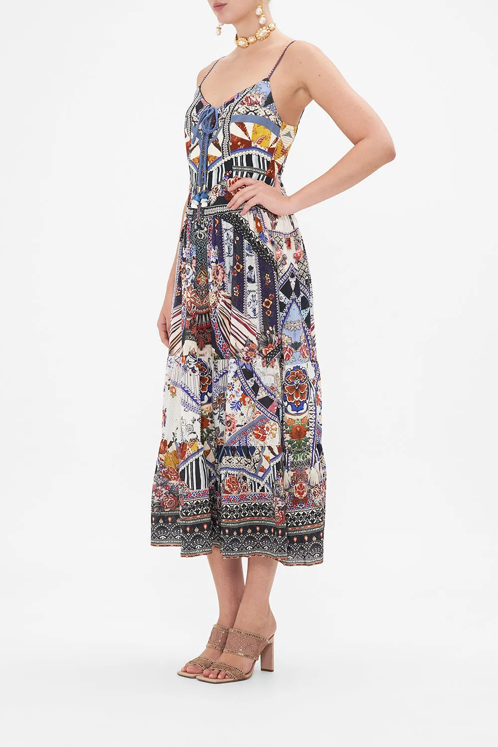 TIERED LACE UP MIDI DRESS MY FOLK ART HEART