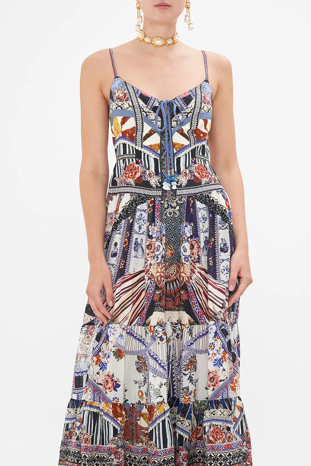 TIERED LACE UP MIDI DRESS MY FOLK ART HEART
