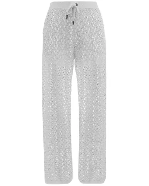 White Crochet Drawstring Jogger