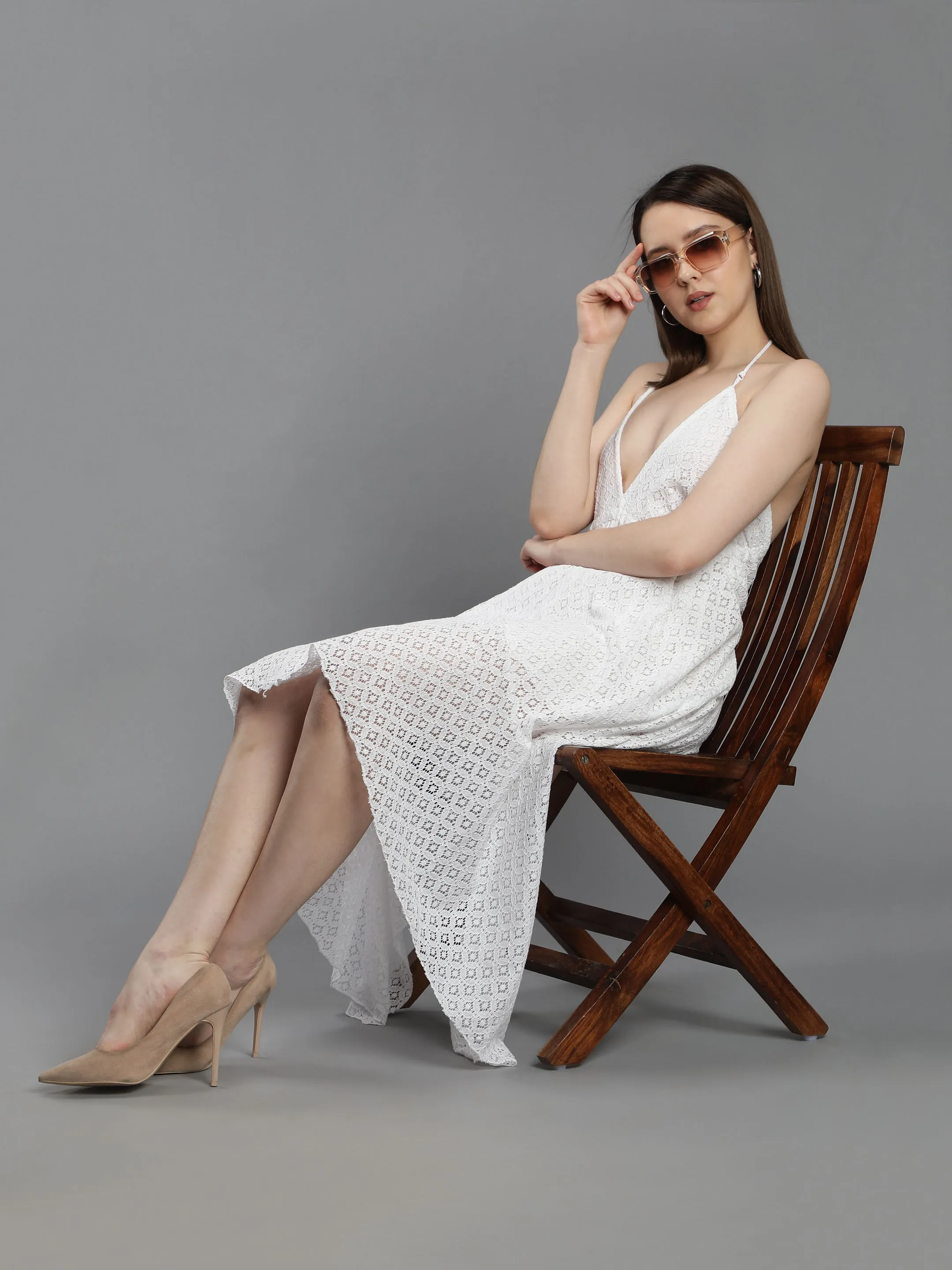 White Lace Long Beachwear Dress