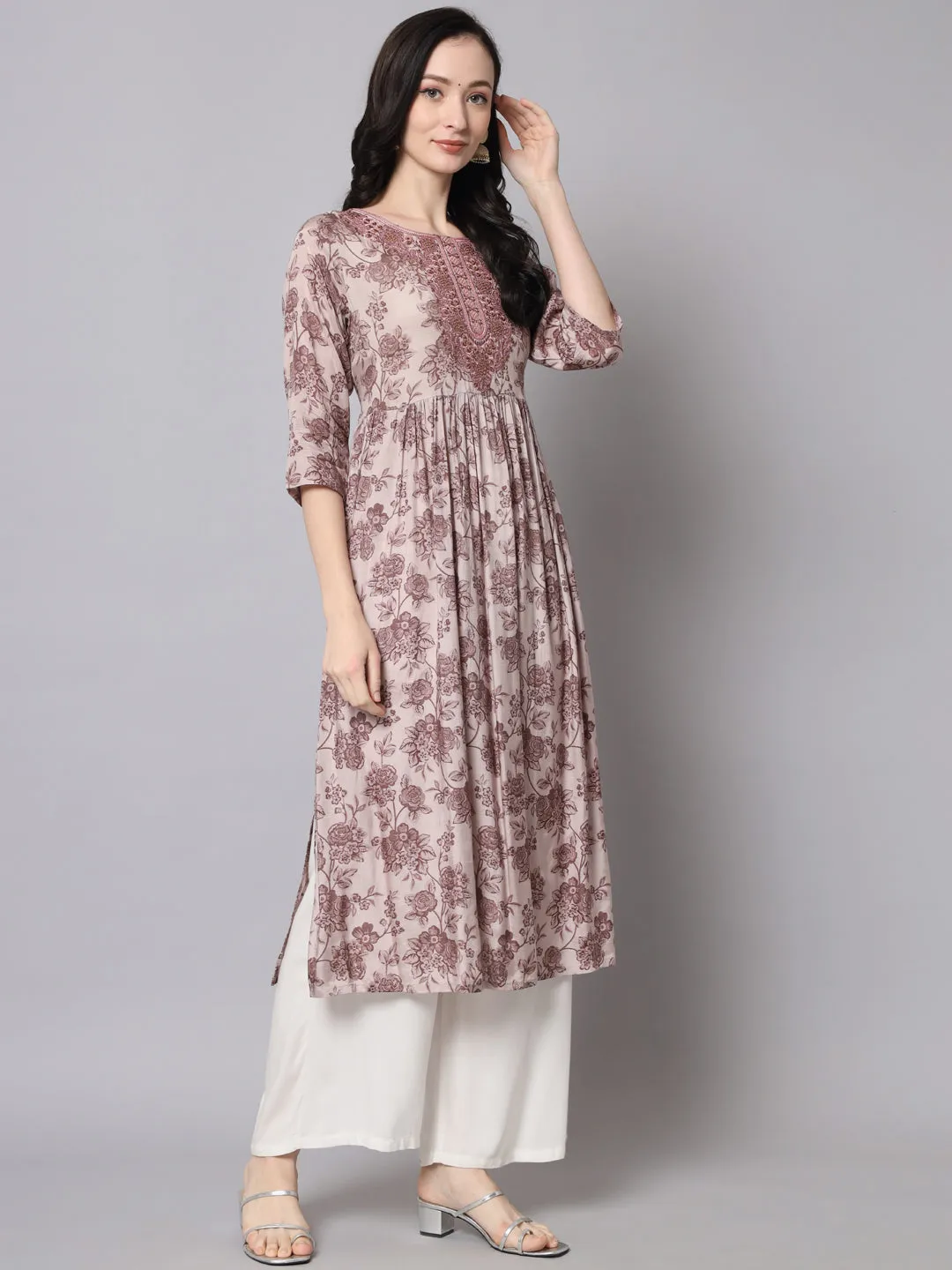 Women Coffee Brown Muslin Nyara Cut A-Line Kurta