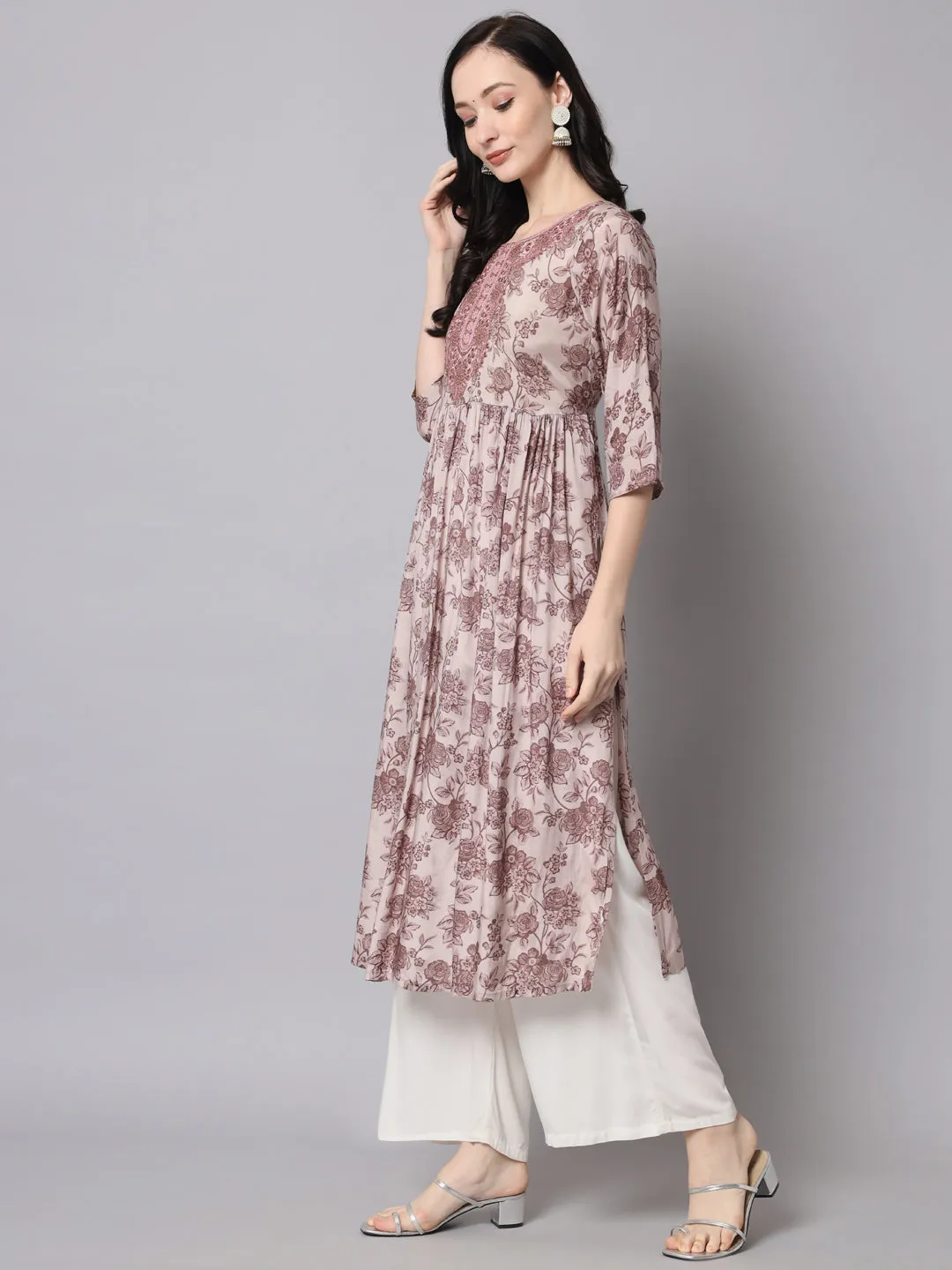 Women Coffee Brown Muslin Nyara Cut A-Line Kurta