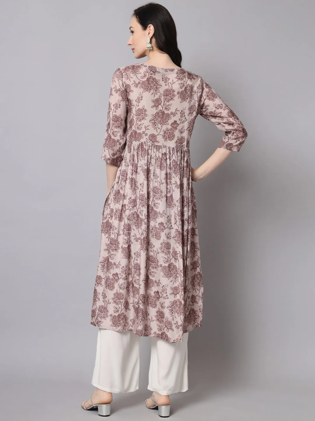 Women Coffee Brown Muslin Nyara Cut A-Line Kurta
