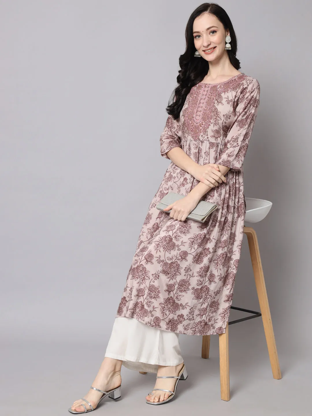 Women Coffee Brown Muslin Nyara Cut A-Line Kurta