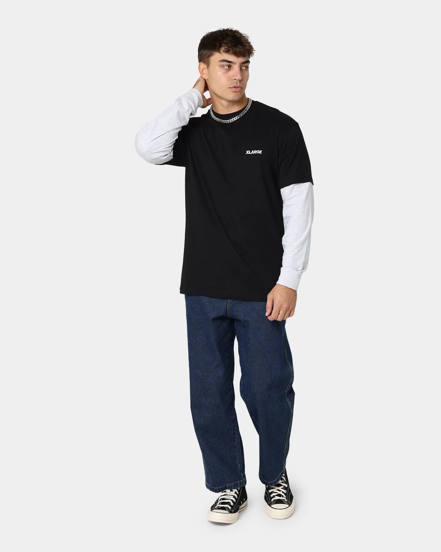 XLARGE 91 Double Long Sleeve T-Shirt Black/Snow Marle