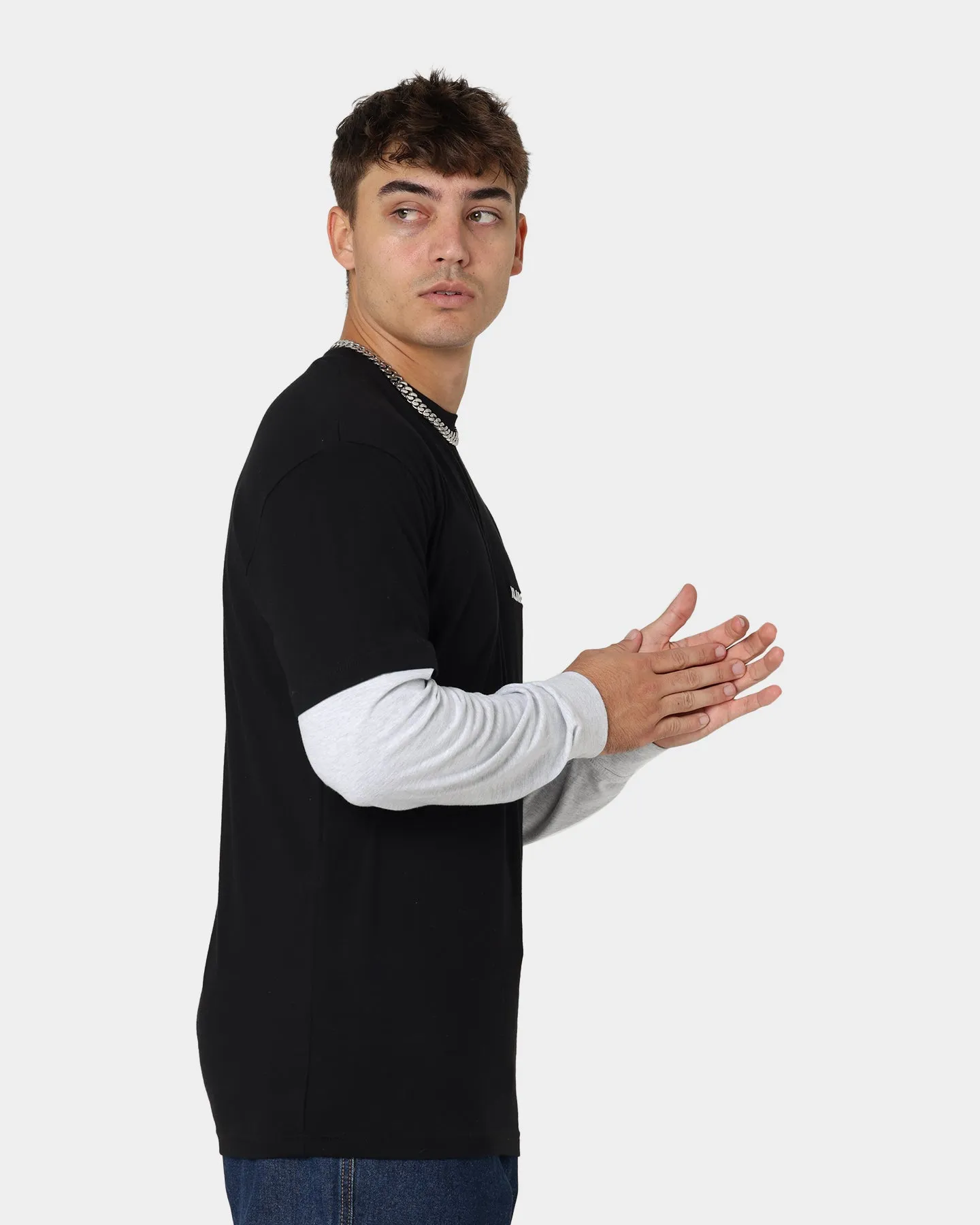 XLARGE 91 Double Long Sleeve T-Shirt Black/Snow Marle